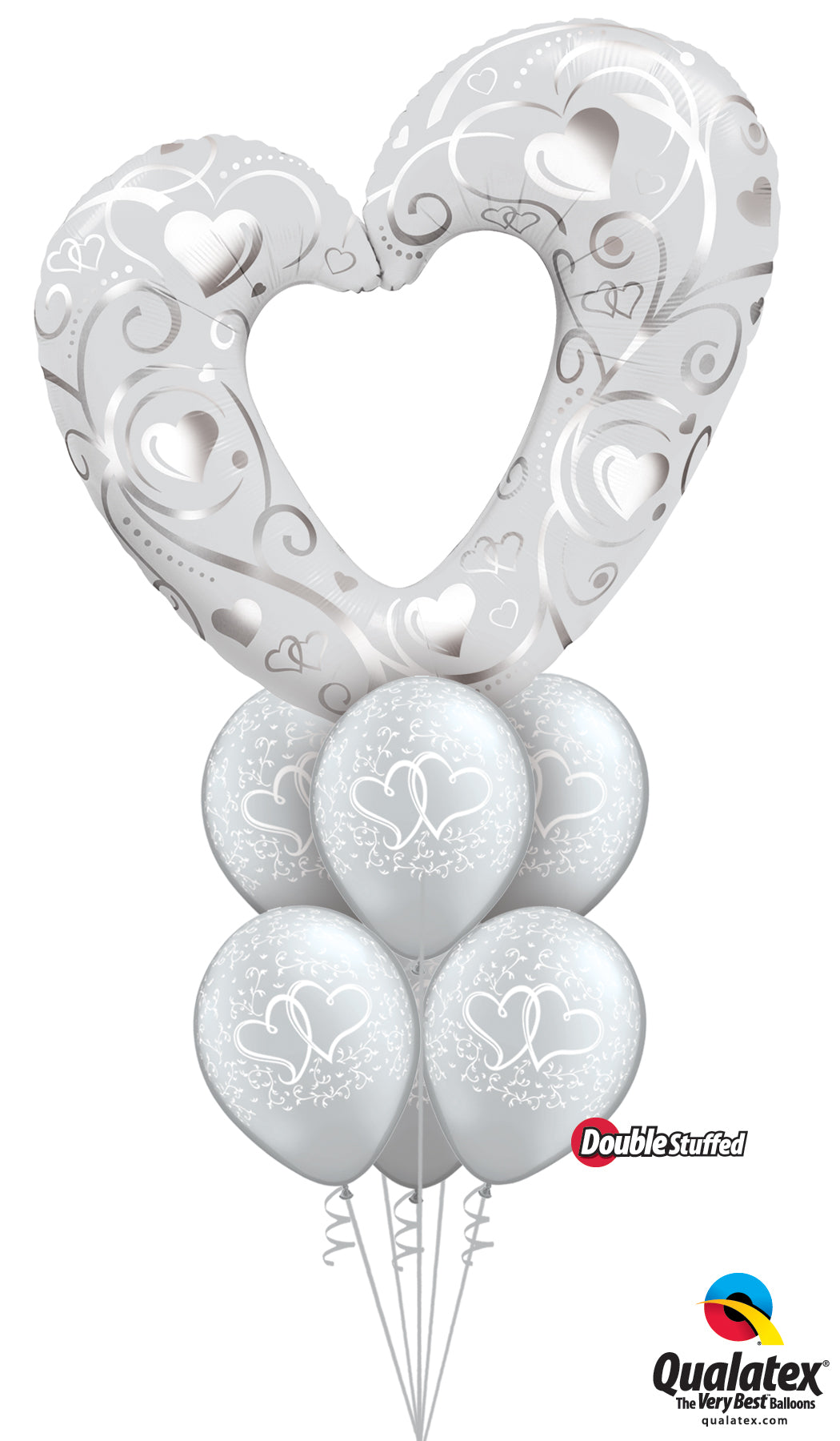 Giant Silver Heart Ballonboeket