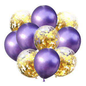 Ballonboeket Confetti Goud / Chrome Paars