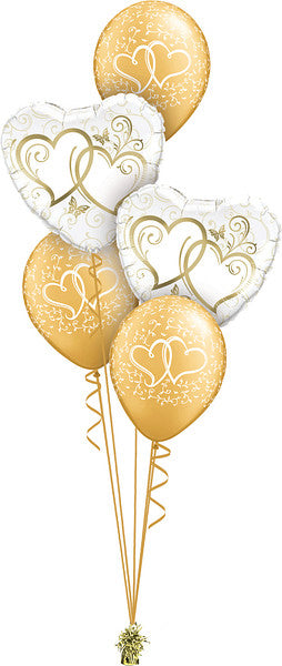Golden Hearts Entwined Ballonboeket