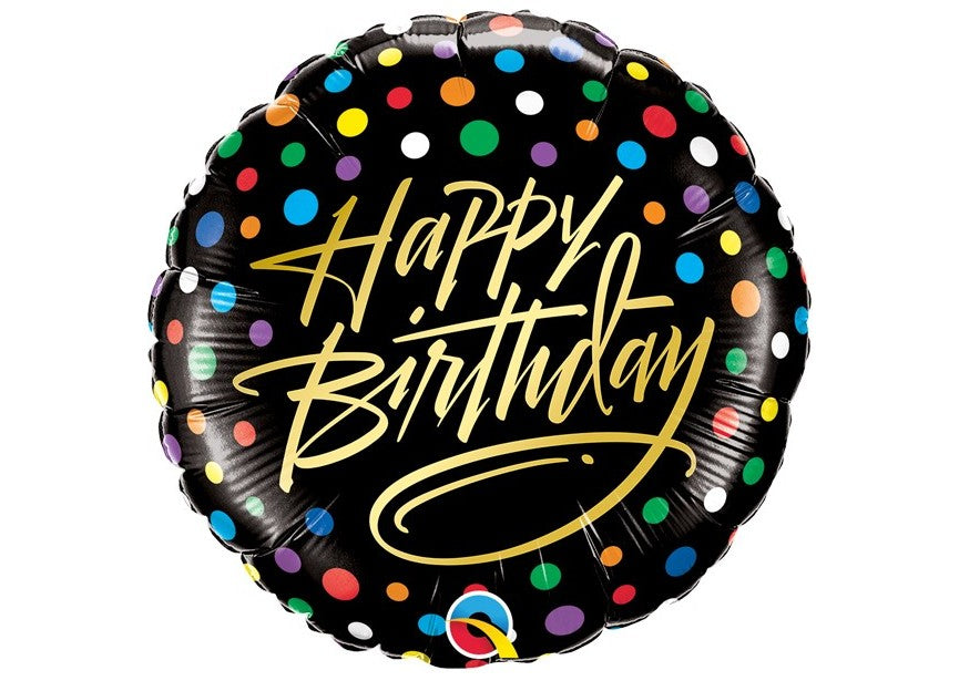 Happy Birthday - Gold Script & Dots