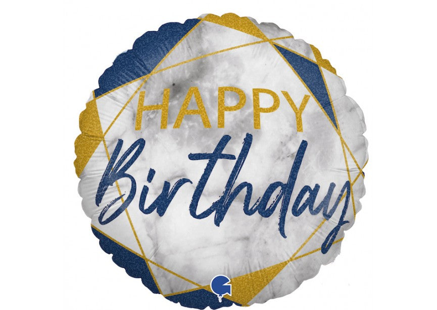Happy Birthday - Marble Blue