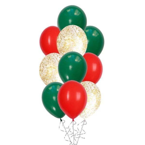 Ballonboeket Red Gold en Green