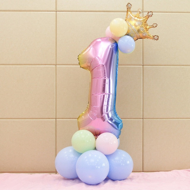 Set Rainbow Number Foil Balloons