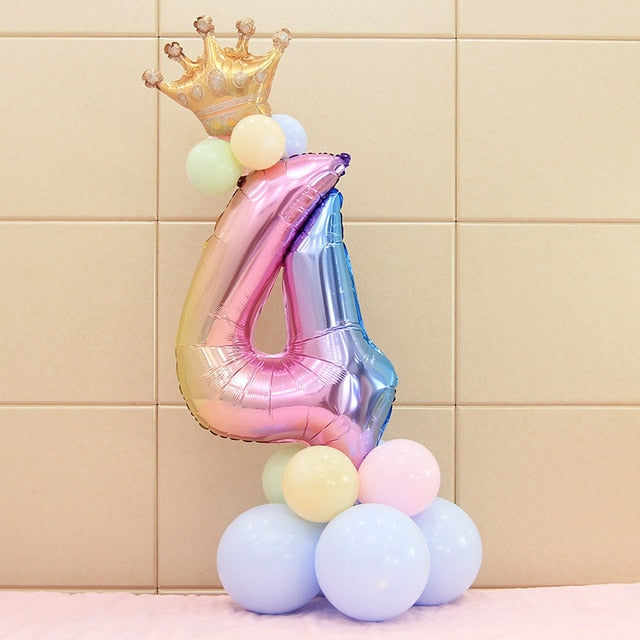 Set Rainbow Number Foil Balloons