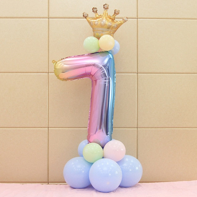 Set Rainbow Number Foil Balloons