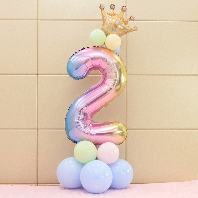 Set Rainbow Number Foil Balloons