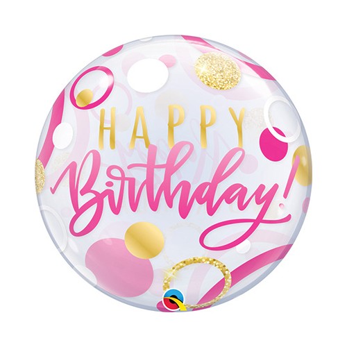 Happy Birthday Pink & Gold Dots