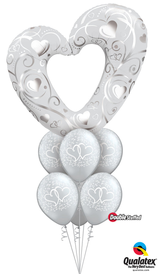 Giant Silver Heart Ballonboeket