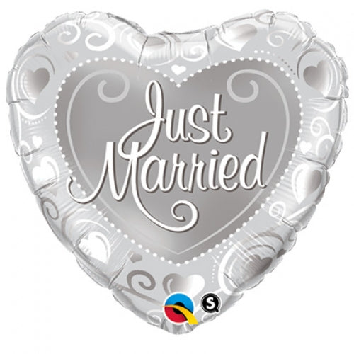 Just Married Hearts Silver