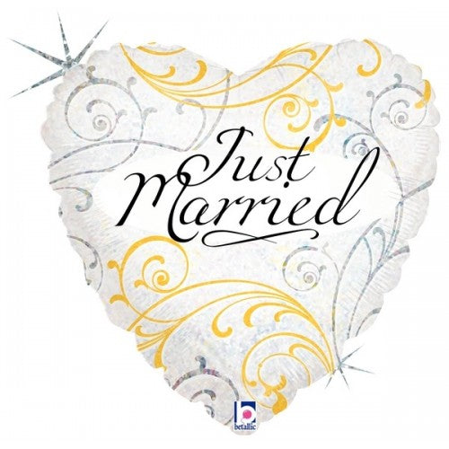 Just Married Filigree Heart