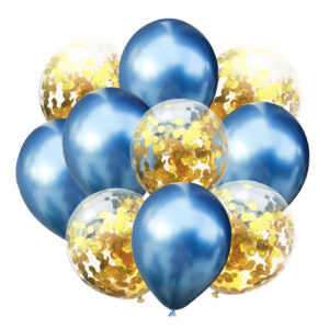 Ballonboeket Confetti Goud / Chrome Blauw