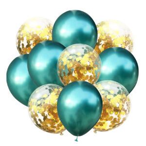 Ballonboeket Confetti Goud / Chrome Groen