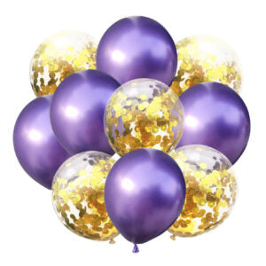 Ballonboeket Confetti Goud / Chrome Paars