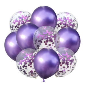 Ballonboeket Confetti / Chrome Paars