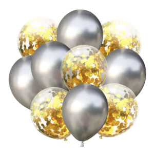 Ballonboeket Confetti Goud / Chrome Zilver