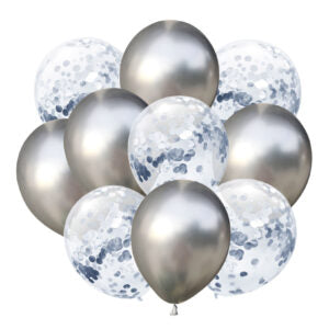Ballonboeket Confetti / Chrome Zilver