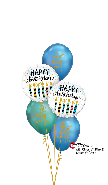 Happy B-day Chrome Ballonboeket