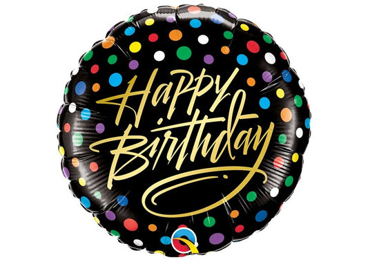 Happy Birthday - Gold Script & Dots
