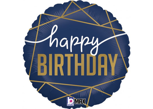 Happy Birthday - Navy Geo