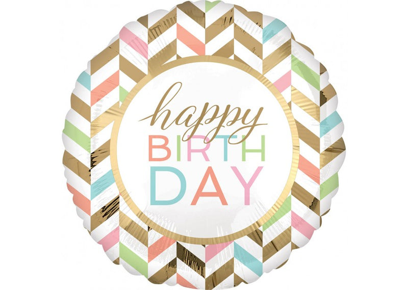 Happy Birthday - Pastel Chevron