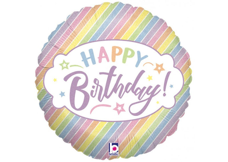 Happy Birthday - Pastel Stripes