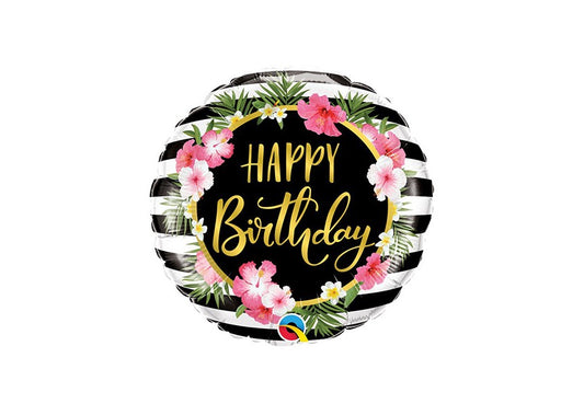 Happy Birthday Hibiscus Stripes