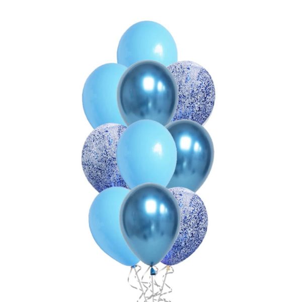 Ballonboeket Chrome Confetti Blauw