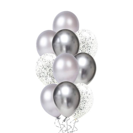 Ballonboeket Chrome Confetti Zilver