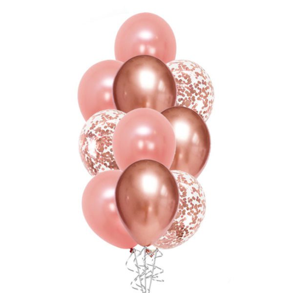 Ballonboeket Chrome Confetti Rosé Goud