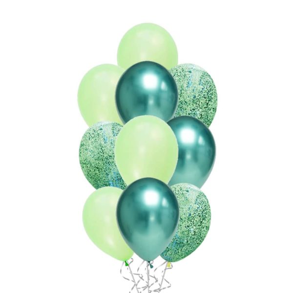 Ballonboeket Chrome Confetti Groen