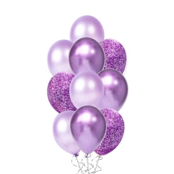 Ballonboeket Chrome Confetti Paars