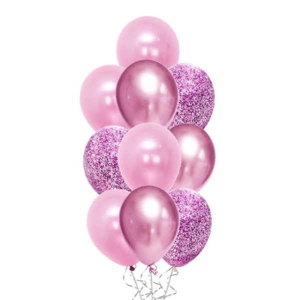 Ballonboeket Chrome Confetti Roze