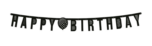 Letterslinger "Happy Birthday" zwart