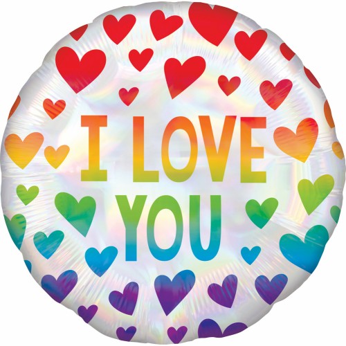 I Love You - Iridescent Rainbow Hearts